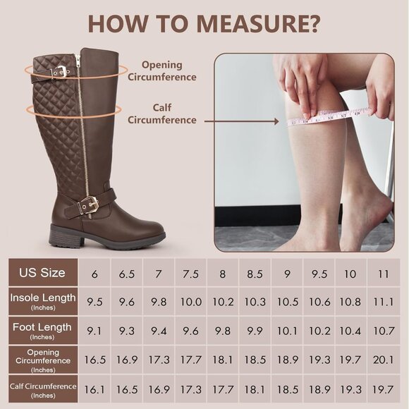 Extra Wide Calf Knee High Riding Brown Boots Double Buckle Retro Chic Style - Picture 6 of 6